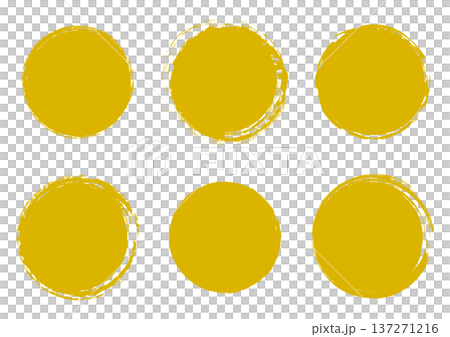 墨で描かれた金色の円のベクターイラストセット 137271216