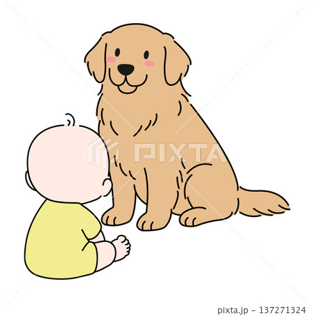 犬と赤ちゃん 137271324