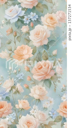 watercolor painting of rose flower pattern watercolor painting of rose flower pattern 137271534
