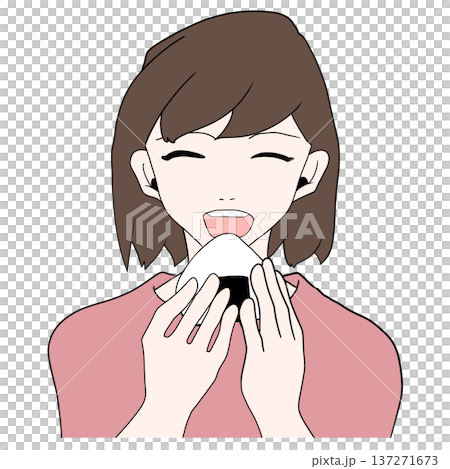 おにぎを食べる女性のイラスト 137271673