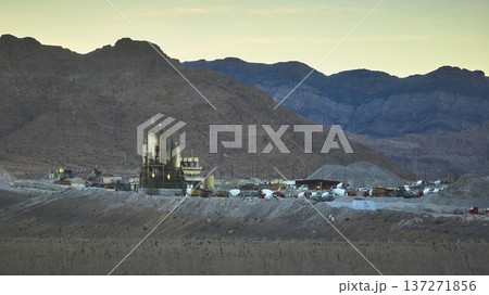 Industrial Plant Machinery and Trucks with Mountain Landscape Nevada Industrial Plant Machinery and Trucks with Mountain Landscape Nevada 137271856