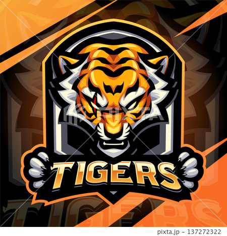 Tiger esport mascot logo design 137272322