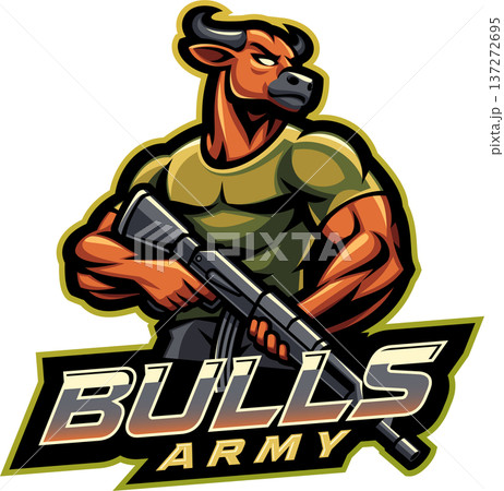 Bulls army esport mascot logo design 137272695