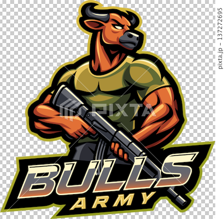 Bulls army esport mascot logo design 137272695