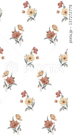 watercolor painting of leaf and flowers 137272778