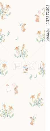 watercolor painting of leaf and flowers 137272808
