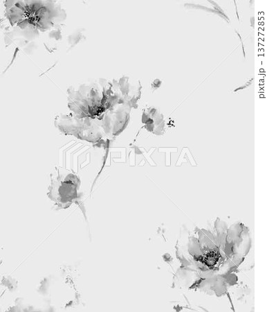 watercolor painting of leaf and flowers 137272853