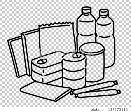 防災用の非常食_線画 137273116