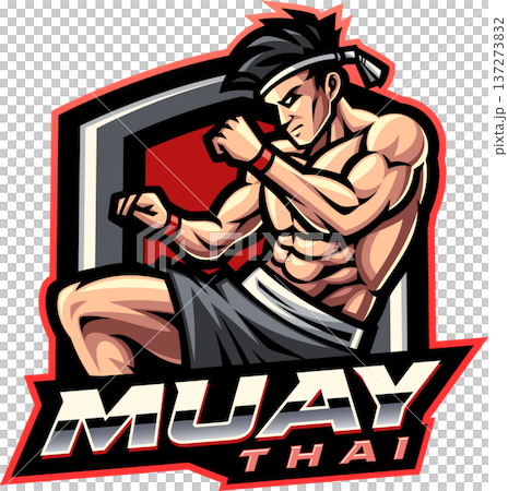 Muay thai esport mascot logo design 137273832