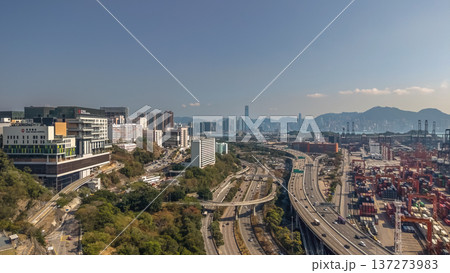 Tsing Kwai Highway Overlooks Container Port And Harbour Skyline Feb 16 2026 Tsing Kwai Highway Overlooks Container Port And Harbour Skyline Feb 16 2026 137273983