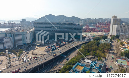 Tsing Kwai Highway Overlooks Container Port And Harbour Skyline Feb 16 2026 137274017