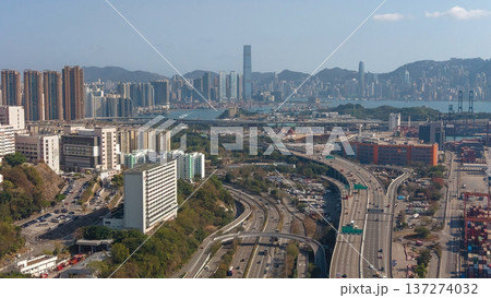 Tsing Kwai Highway Overlooks Container Port And Harbour Skyline Feb 16 2026 Tsing Kwai Highway Overlooks Container Port And Harbour Skyline Feb 16 2026 137274032