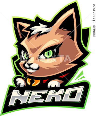 Maneki neko esport mascot logo design  137274978