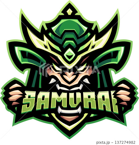Samurai head esport mascot logo design 137274982
