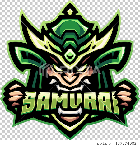 Samurai head esport mascot logo design 137274982