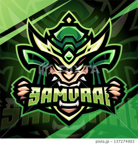 Samurai head esport mascot logo design 137274983