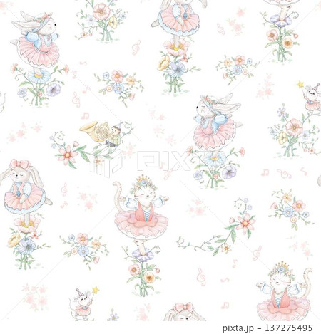 Delicate Pastel Floral Watercolor Wallpaper Patterns With Soft Romantic Blooms And Gentle Botanical Motifs 137275495