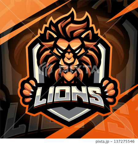 Lions head esport mascot logo design Lions head esport mascot logo design 137275546