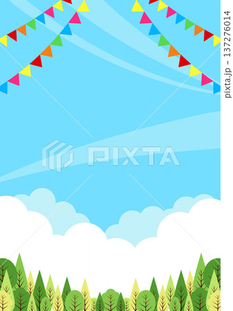 森のイベント背景、かわいい、シンプル、縦、イラスト 137276014