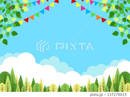 森のイベント背景、かわいい、シンプル、横、イラスト 137276015