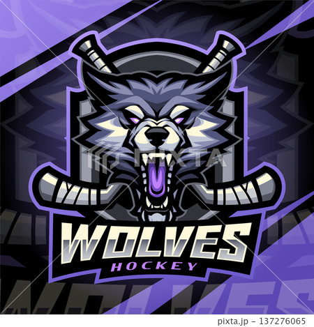 Wolves hockey esport mascot logo design 137276065