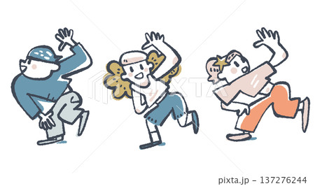 ダンス 最高のチーム! 仲良し3人組で楽しく踊るグループイラスト 子供 小学生 習い事 笑顔 ダンス 最高のチーム! 仲良し3人組で楽しく踊るグループイラスト 子供 小学生 習い事 笑顔 137276244