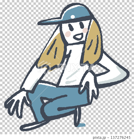 Dance Dancing is fun! A full-body illustration of a child striking a cool pose. Lessons, hat, individuality. 137276245