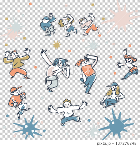 Dance! Lots of fun friends! Lessons, children, elementary school students, illustration set, whole body, smiling, energetic Dance! Lots of fun friends! Lessons, children, elementary school students, illustration set, whole body, smiling, energetic 137276248