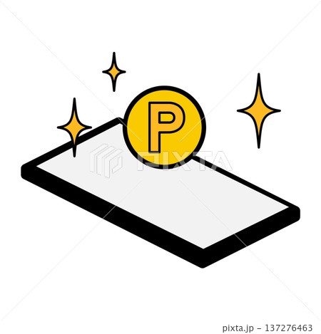 キャッシュレス決済やポイント還元を表現するスマホのアイコン素材 137276463