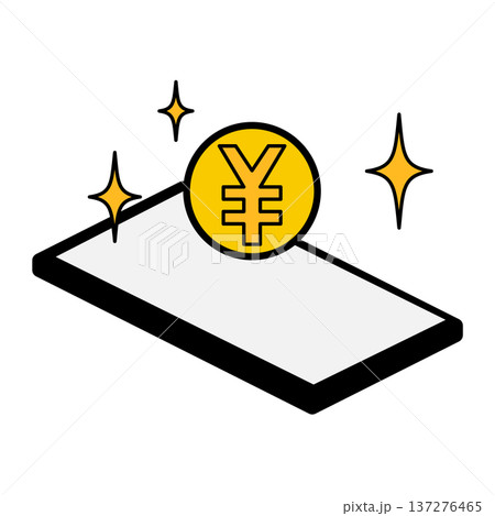 スマートフォンと日本円コインのキャッシュレス決済イメージ 137276465