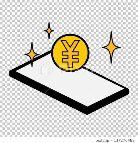 スマートフォンと日本円コインのキャッシュレス決済イメージ 137276465