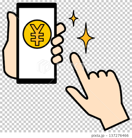 スマホ決済・電子マネーを扱う手元のイラスト素材 スマホ決済・電子マネーを扱う手元のイラスト素材 137276466