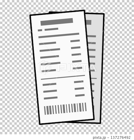 重なり合った2枚のレシートのイラスト 137276492