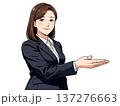 笑顔で案内するスーツ姿の女性 137276663
