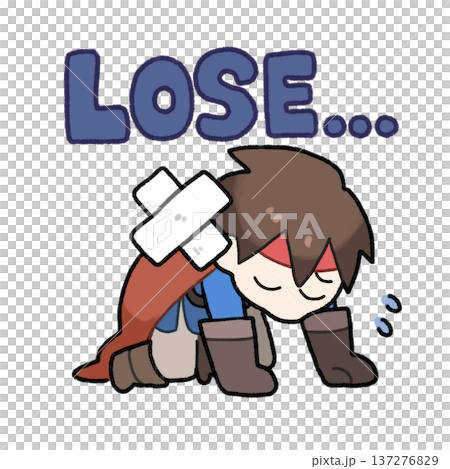 Illustration of a hero defeated in battle 137276829