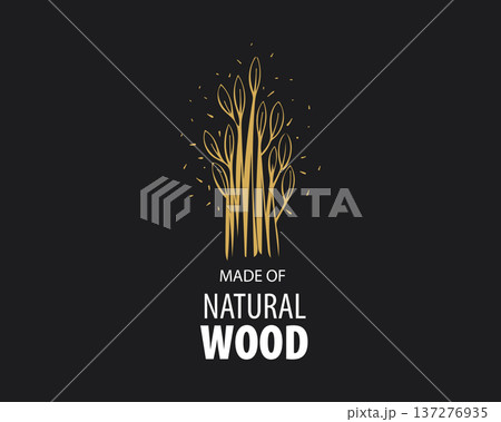 An unusual vector hand-drawn logo for the production of wood products An unusual vector hand-drawn logo for the production of wood products 137276935