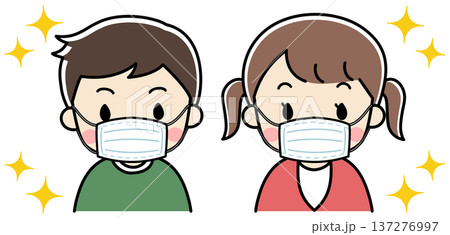 マスクをした子供たちのイラスト 137276997