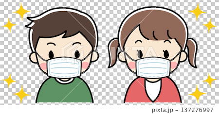 マスクをした子供たちのイラスト 137276997