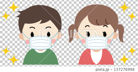 マスクをした子供たちのイラスト 137276998