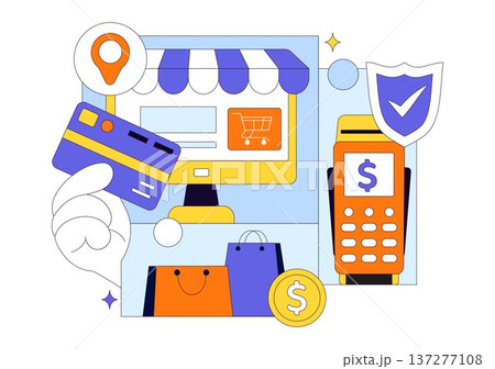 Merchant Services Vector Illustration of Digital Marketing Strategy With People Referring Businesses and Earning Money Online In Flat Background Merchant Services Vector Illustration of Digital Marketing Strategy With People Referring Businesses and Earning Money Online In Flat Background 137277108
