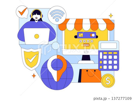 Merchant Services Vector Illustration of Digital Marketing Strategy With People Referring Businesses and Earning Money Online In Flat Background Merchant Services Vector Illustration of Digital Marketing Strategy With People Referring Businesses and Earning Money Online In Flat Background 137277109