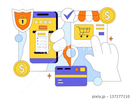 Merchant Services Vector Illustration of Digital Marketing Strategy With People Referring Businesses and Earning Money Online In Flat Background Merchant Services Vector Illustration of Digital Marketing Strategy With People Referring Businesses and Earning Money Online In Flat Background 137277110