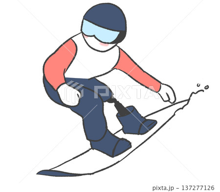 スノーボードで滑るパラスノボーの選手のイラスト スノーボードで滑るパラスノボーの選手のイラスト 137277126