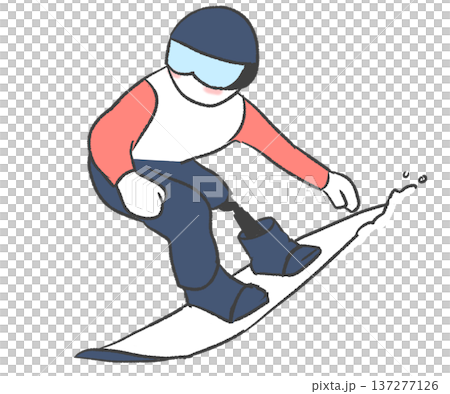 スノーボードで滑るパラスノボーの選手のイラスト スノーボードで滑るパラスノボーの選手のイラスト 137277126