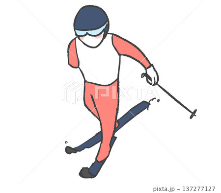 スキーで滑るパラクロスカントリーの選手のイラスト 137277127