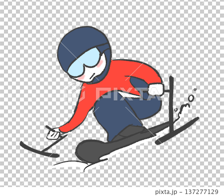 スノーボードで滑るパラアルペンスキーの選手のイラスト 137277129