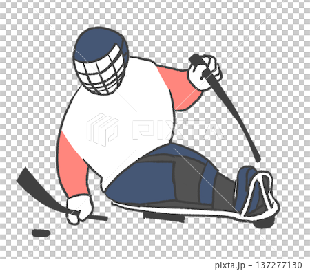 Illustration of a para ice hockey player chasing the puck 137277130