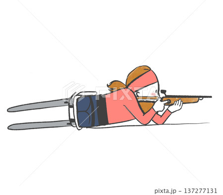 銃を撃つパラバイアスロンの選手のイラスト 銃を撃つパラバイアスロンの選手のイラスト 137277131