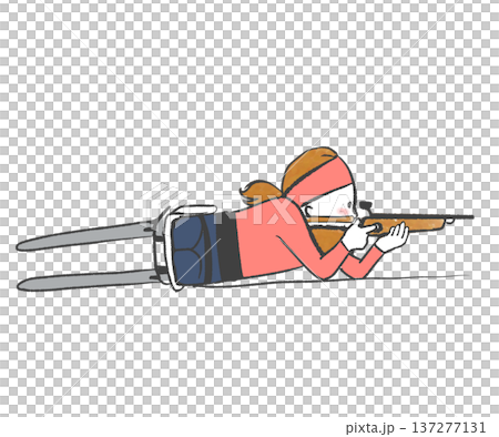 銃を撃つパラバイアスロンの選手のイラスト 銃を撃つパラバイアスロンの選手のイラスト 137277131