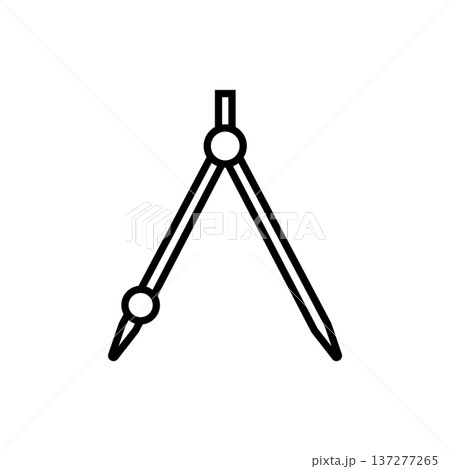 製図や学習に使うコンパスのシンプルな線画アイコン素材 137277265